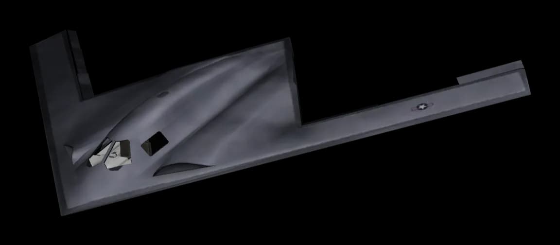 Rendering of a B-21 Raider flying-wing aircraft